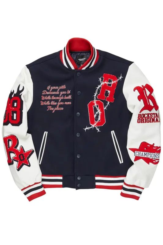 Sherniqua Navy Oversized Varsity Jacket sold by Rockstar Original