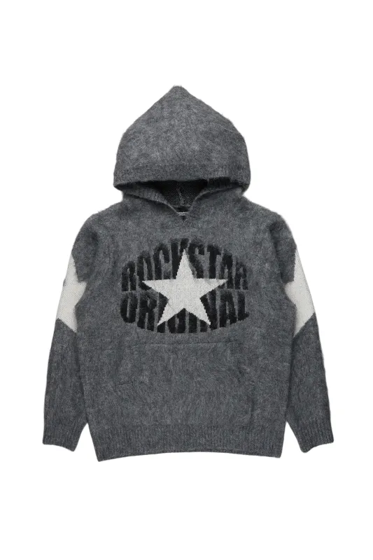 Nasheaka Grey Graphic Knit Hoodie sold by Rockstar Original