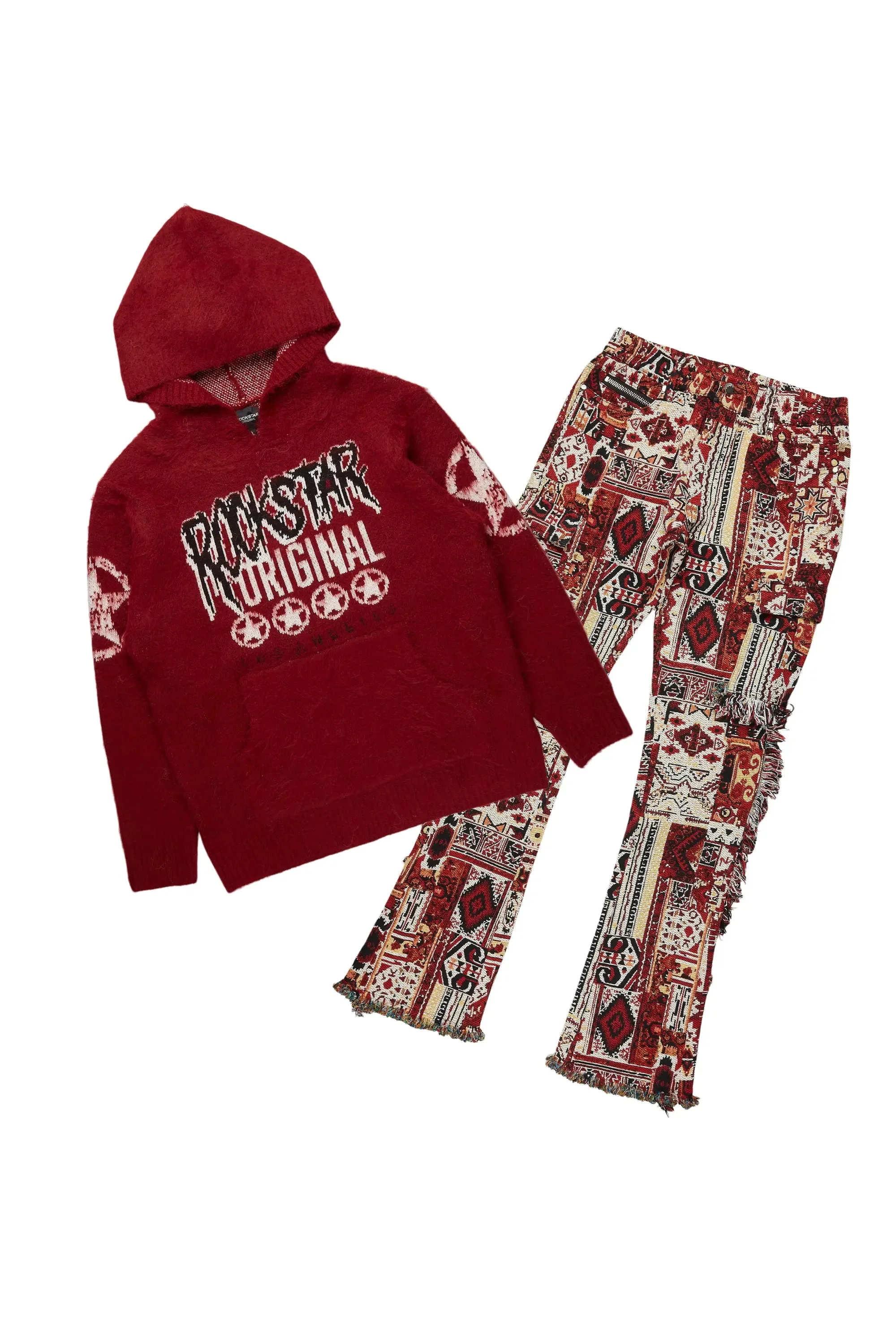 Wizzurd Red Mohair Hoodie & Ayami Tapestry Jean Bundle sold by Rockstar Original