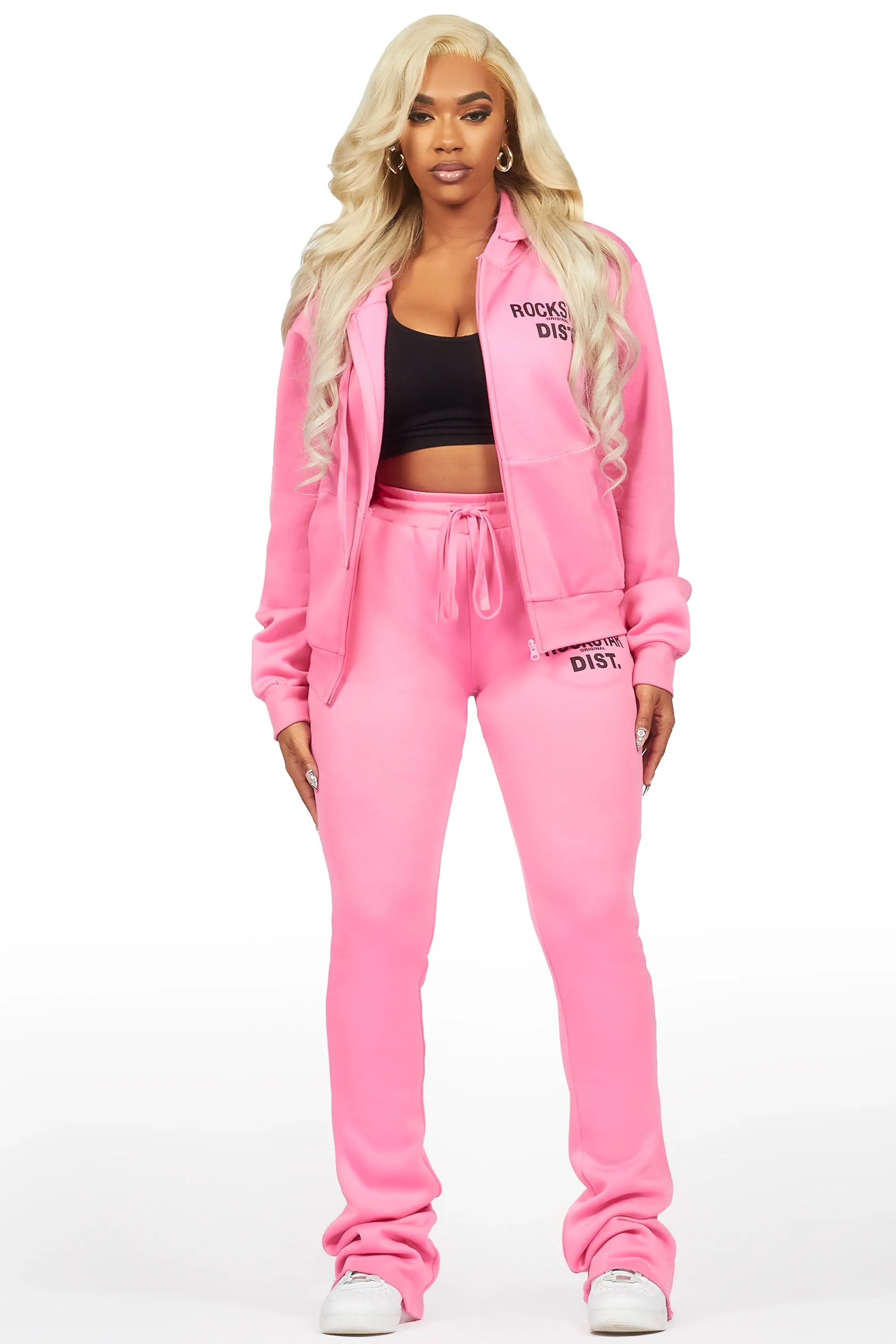 Kija Pink/Black Zip Up Super Stacked Trackset sold by Rockstar Original product image thumbnail 2