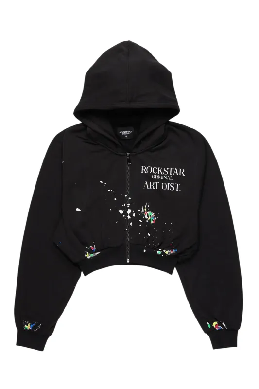 Latasya Black Zip Up Crop Hoodie sold by Rockstar Original