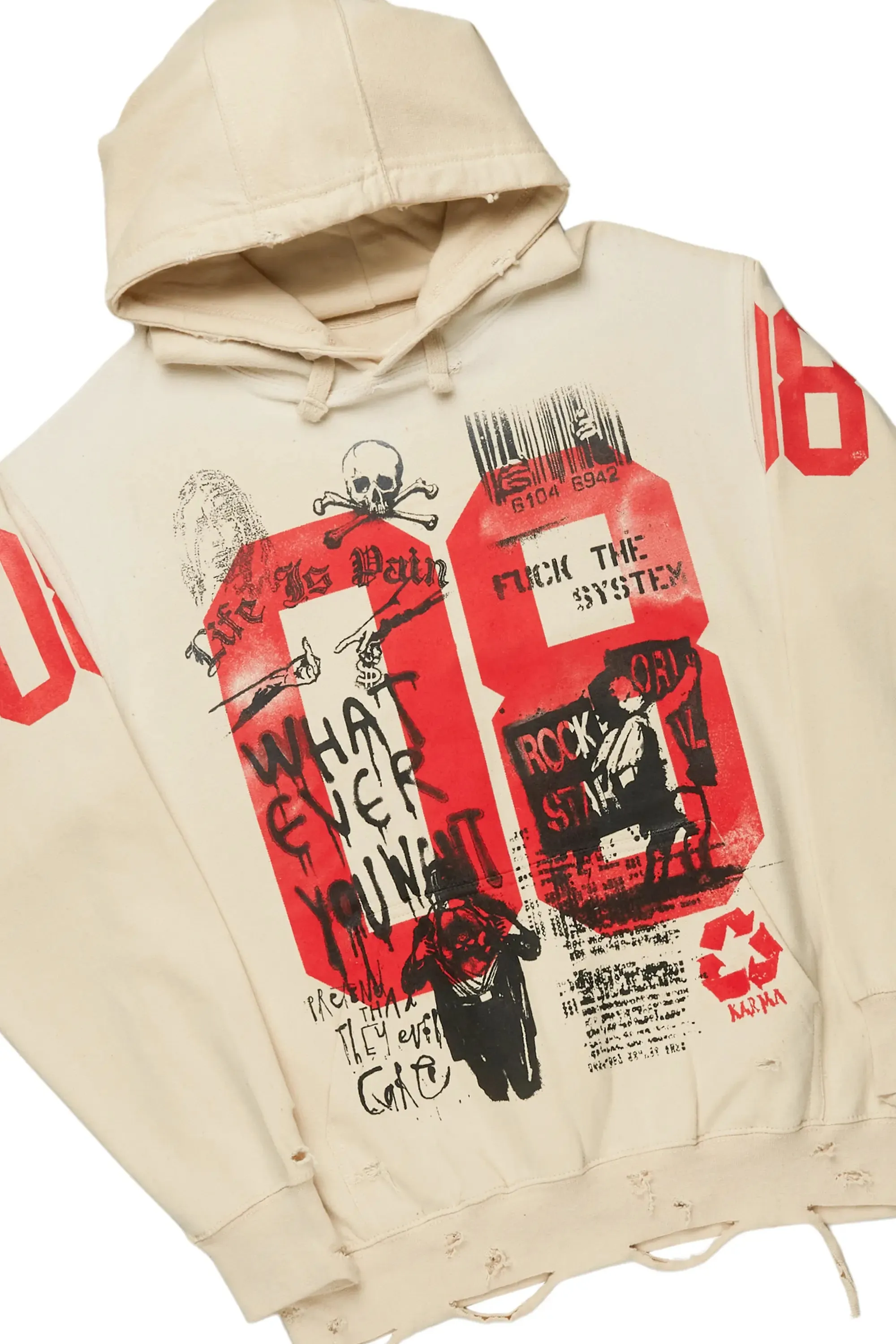 Arsenia Beige/Red Hoodie & Pant Set sold by Rockstar Original product image thumbnail 2