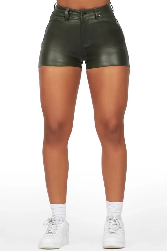 Tamry Olive PU Short sold by Rockstar Original