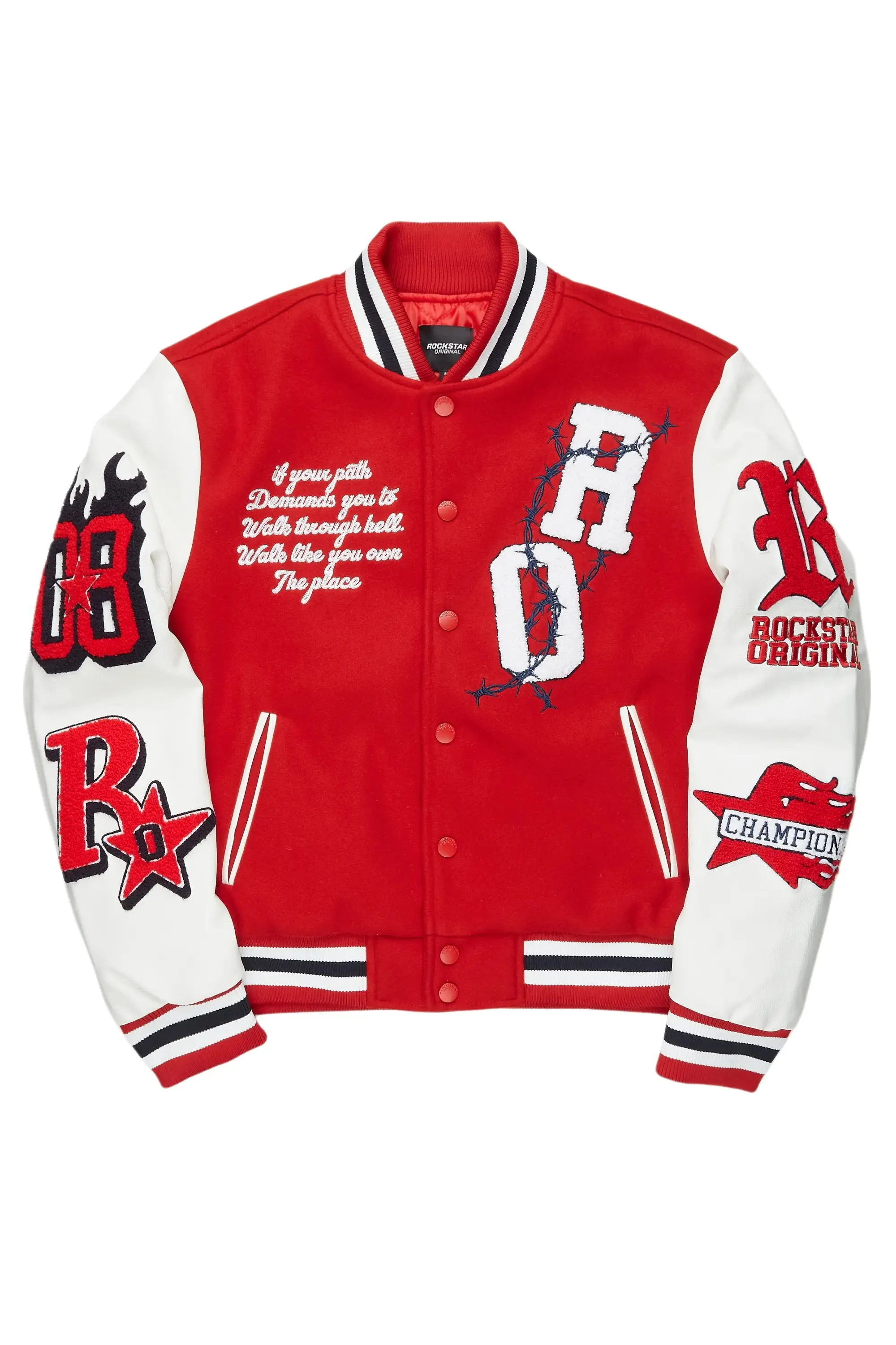 Sherniqua Red Oversized Varsity Jacket sold by Rockstar Original