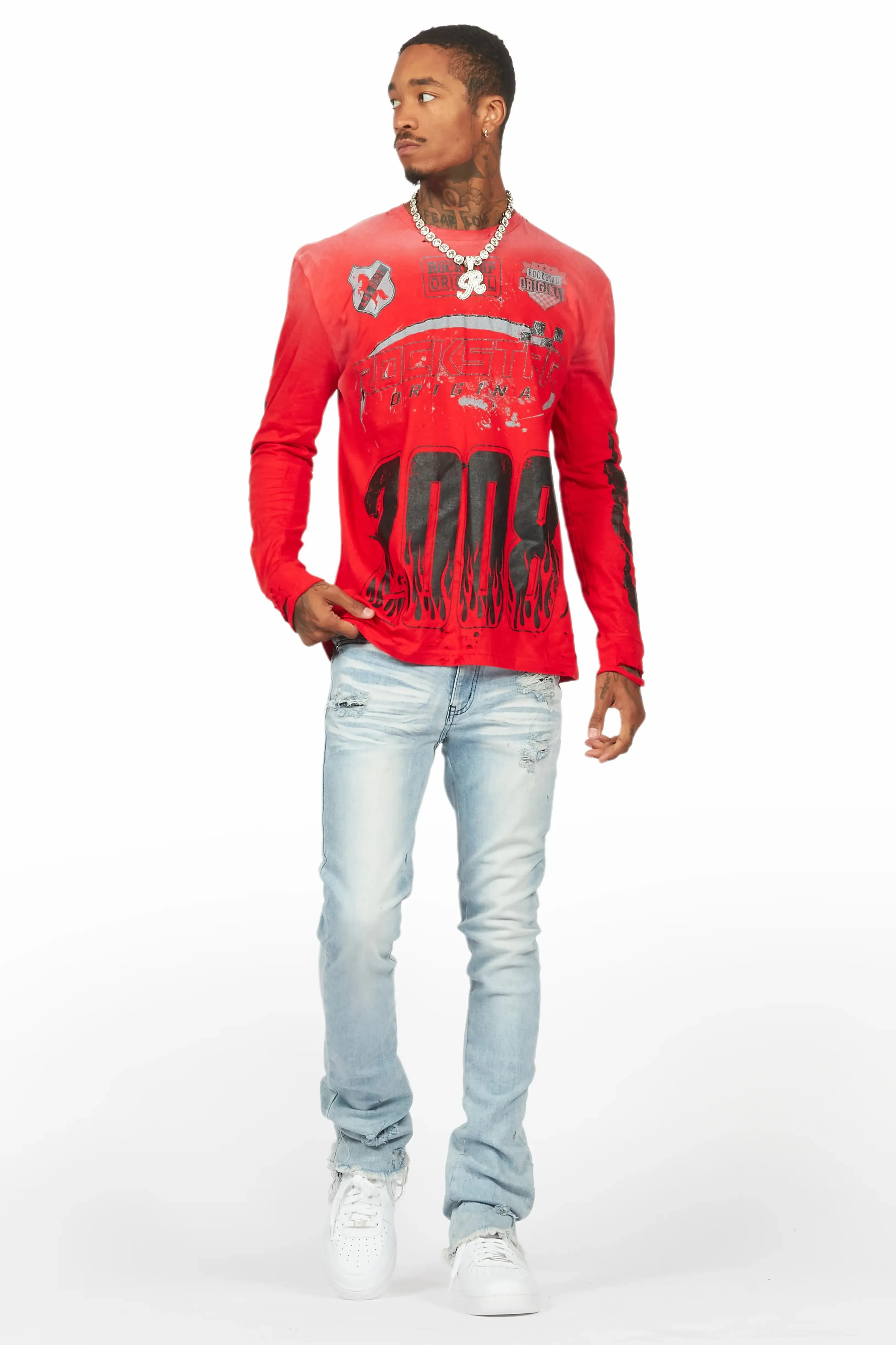 Savag Blue Stacked Flare Jean sold by Rockstar Original product image thumbnail 3