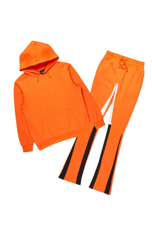Basic Orange Hoodie/Stacked Flare Track Set sold by Rockstar Original