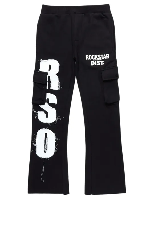 Boys Admir Black Stacked Flare Pant sold by Rockstar Original