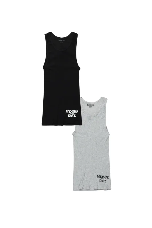 Men's Basic Tank Top Grey/Black  - 2 Pack sold by Rockstar Original