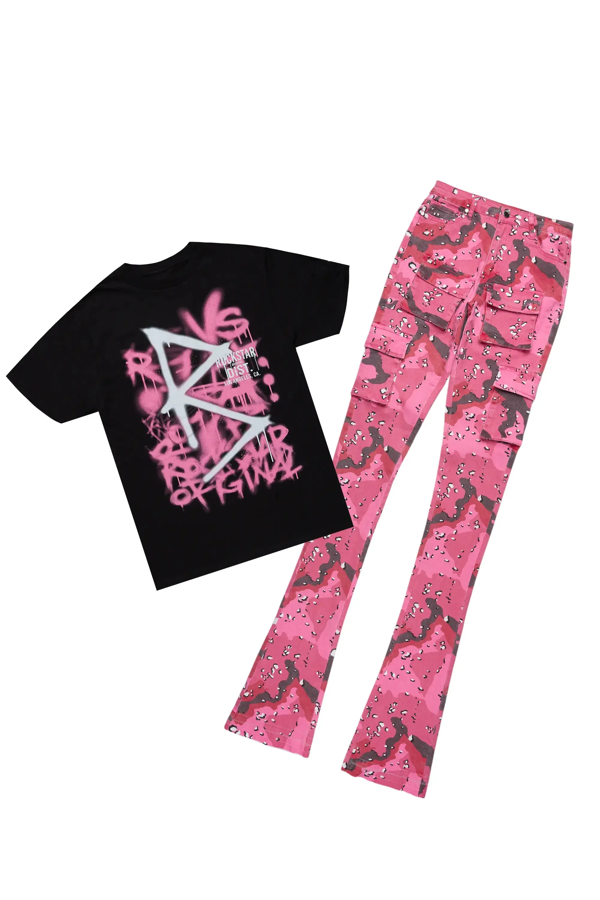 Maliyah Black/Pink T-Shirt & Jean Set sold by Rockstar Original product image thumbnail 2