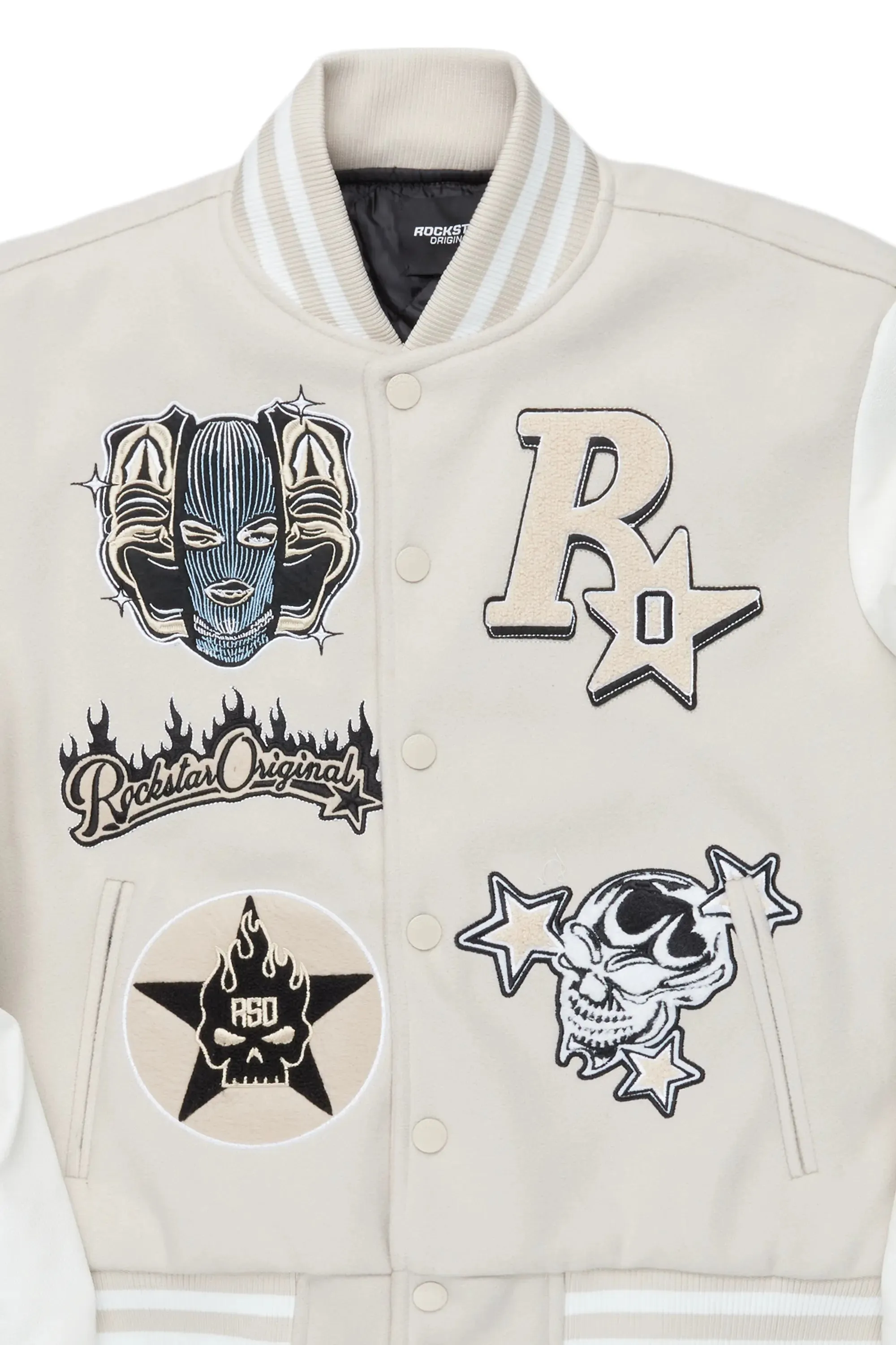 lonnesha Beige Oversized Varsity Jacket sold by Rockstar Original product image thumbnail 3