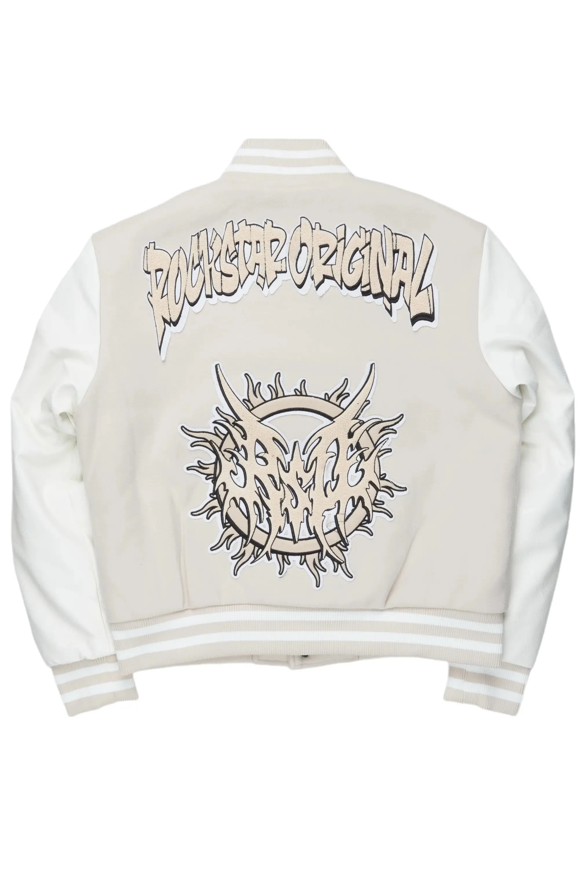 lonnesha Beige Oversized Varsity Jacket sold by Rockstar Original product image thumbnail 4