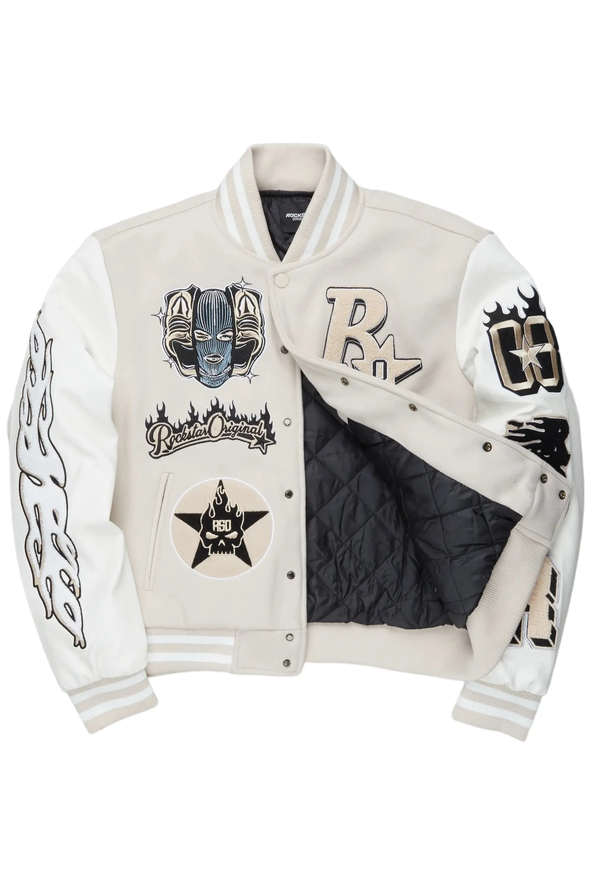 lonnesha Beige Oversized Varsity Jacket sold by Rockstar Original product image thumbnail 2