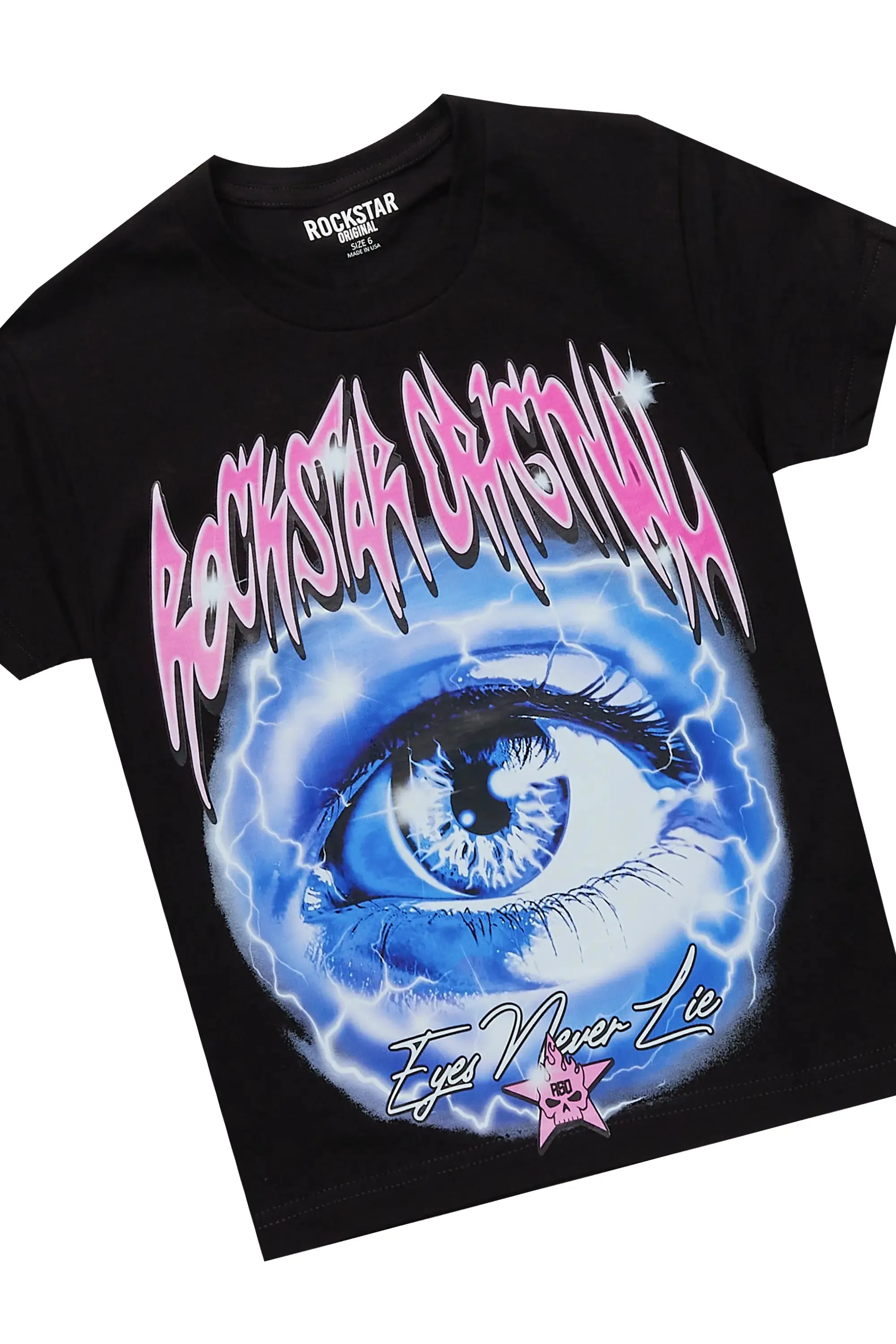 Girls Pello Black T-Shirt/Stacked PU Flare Set sold by Rockstar Original product image thumbnail 2