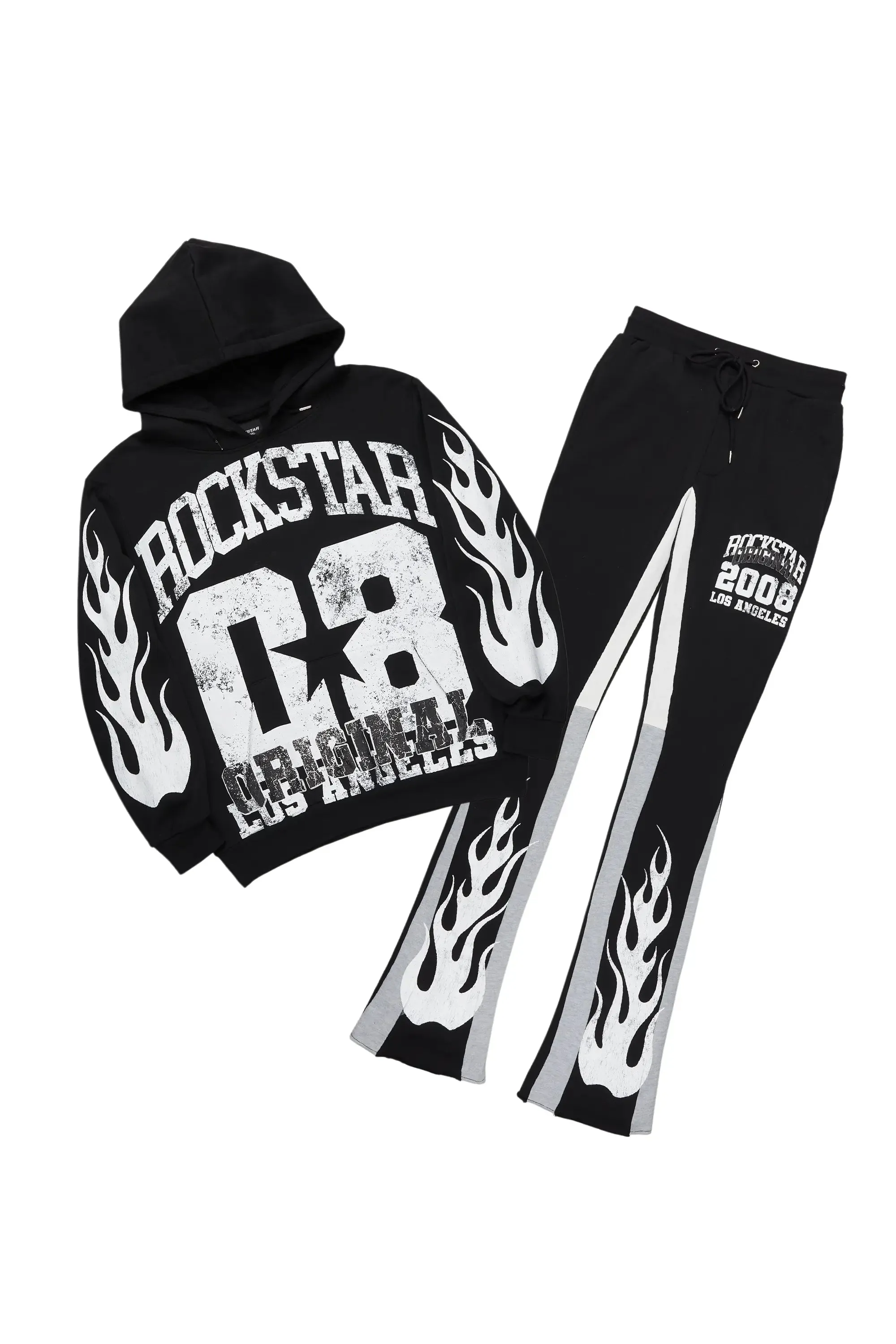 Edel Black/White Hoodie/Stacked Flare Pant Set sold by Rockstar Original
