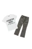 Boys Koen White T-Shirt/Stacked Flare PU Jean Set sold by Rockstar Original
