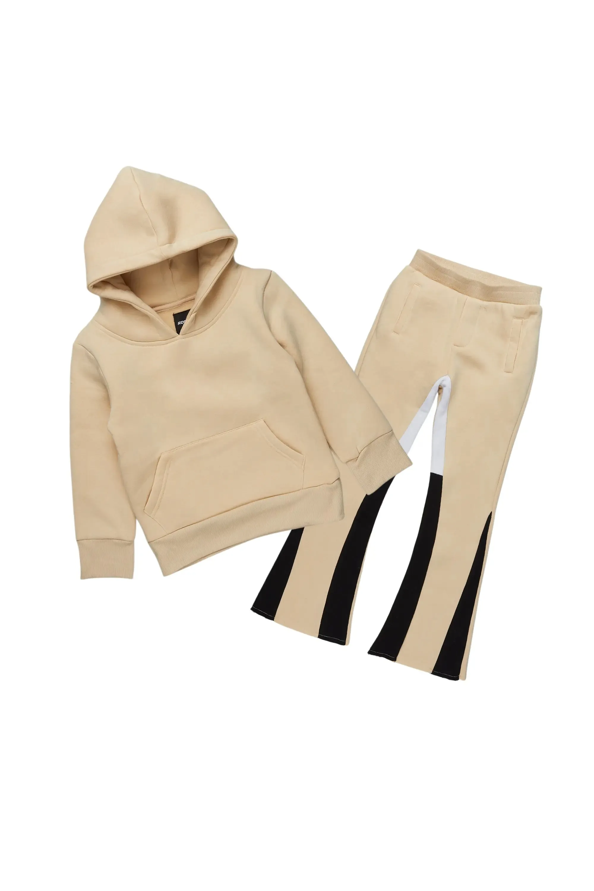 Boys Basic Tan/Black Stacked Flare Pant Set sold by Rockstar Original