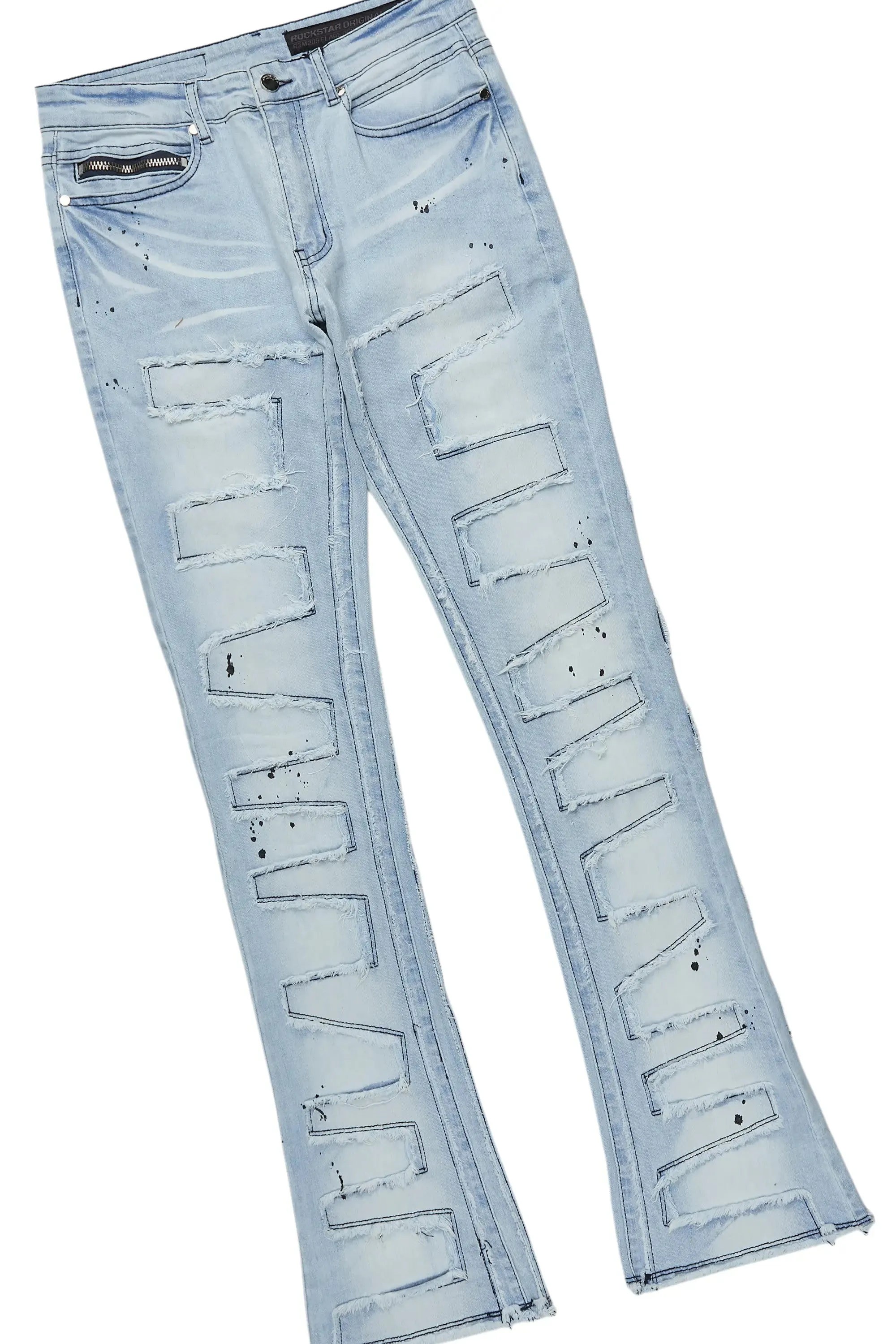 All Seeing Eyes White/Blue Long Sleeve T-Shirt/Stacked Flare Jean Set sold by Rockstar Original product image thumbnail 3