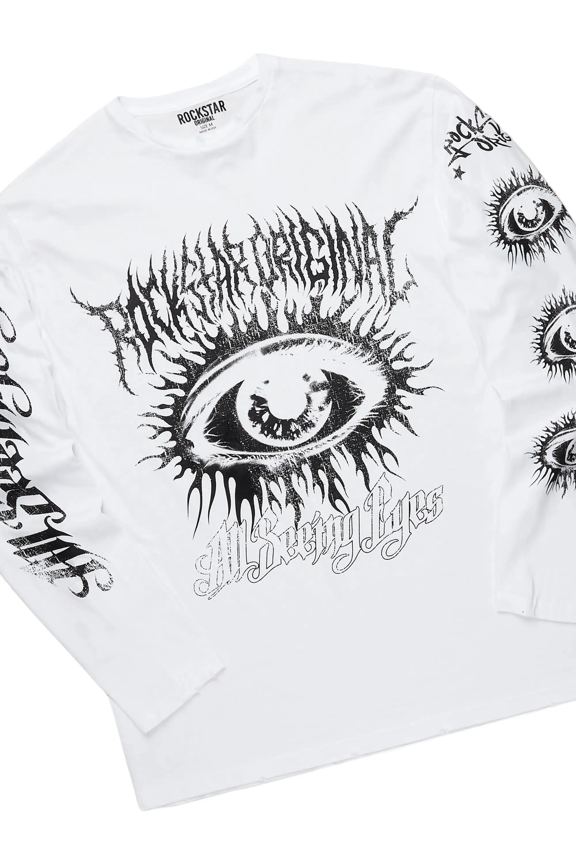 All Seeing Eyes White/Blue Long Sleeve T-Shirt/Stacked Flare Jean Set sold by Rockstar Original product image thumbnail 2