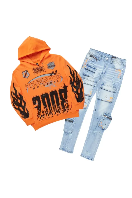 Amos Orange Hoodie/Slim Fit Jean Set sold by Rockstar Original
