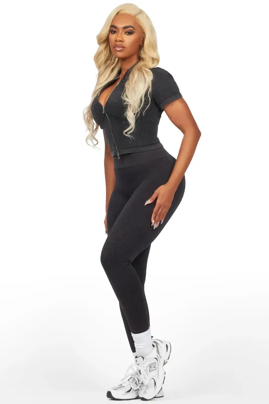 Catira Black Short Sleeve Active Set sold by Rockstar Original