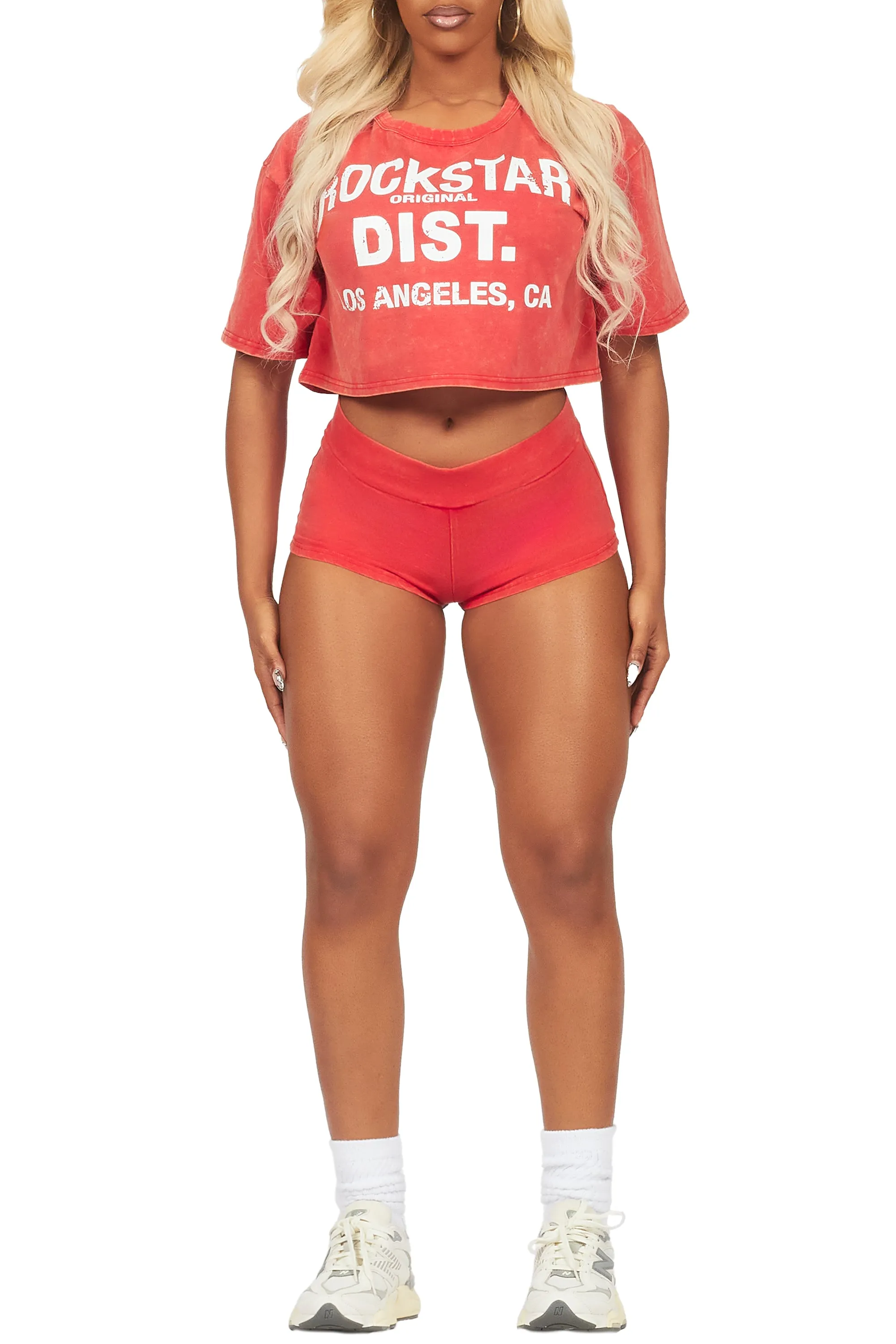 Tajeigh Red Washed Short Set sold by Rockstar Original product image thumbnail 2