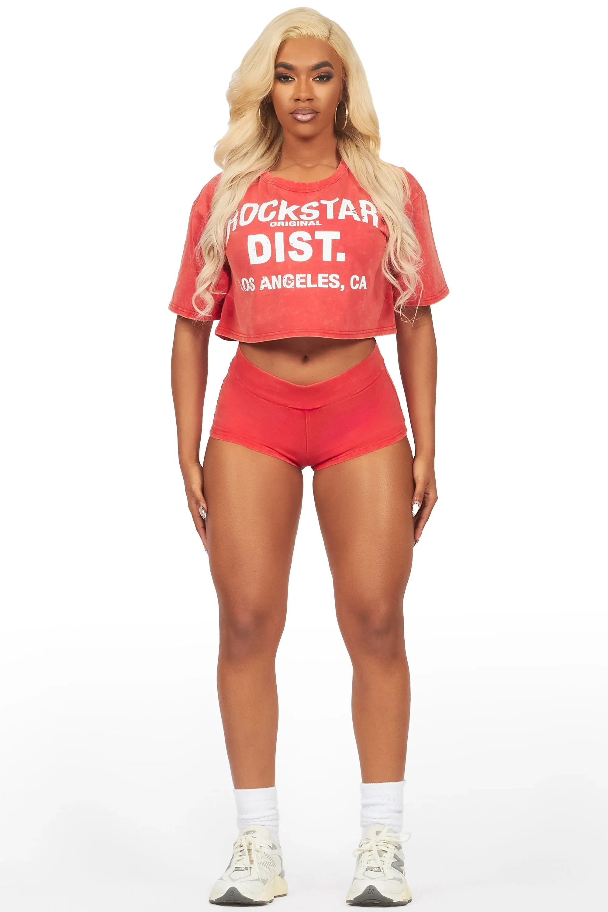 Tajeigh Red Washed Short Set sold by Rockstar Original