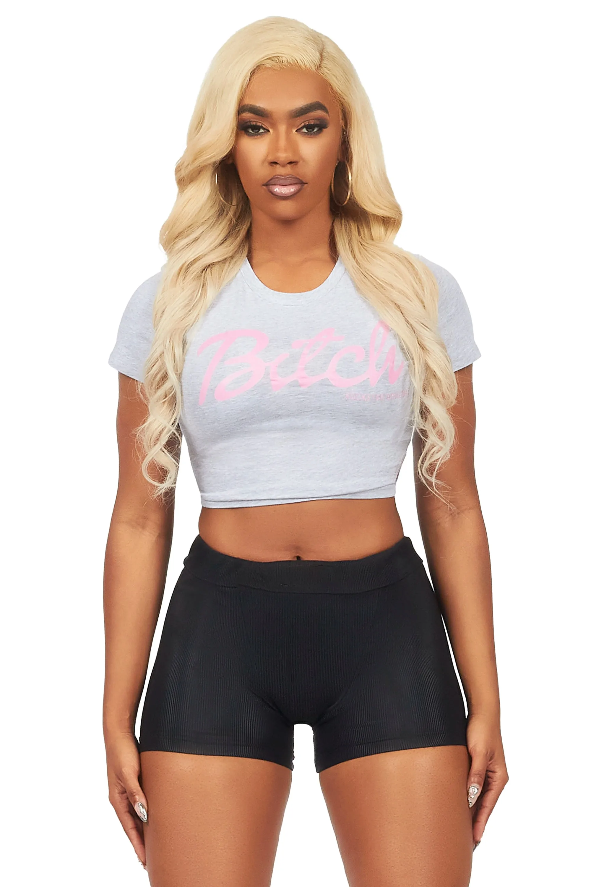 Laressa Heather Grey Crop T-Shirt sold by Rockstar Original