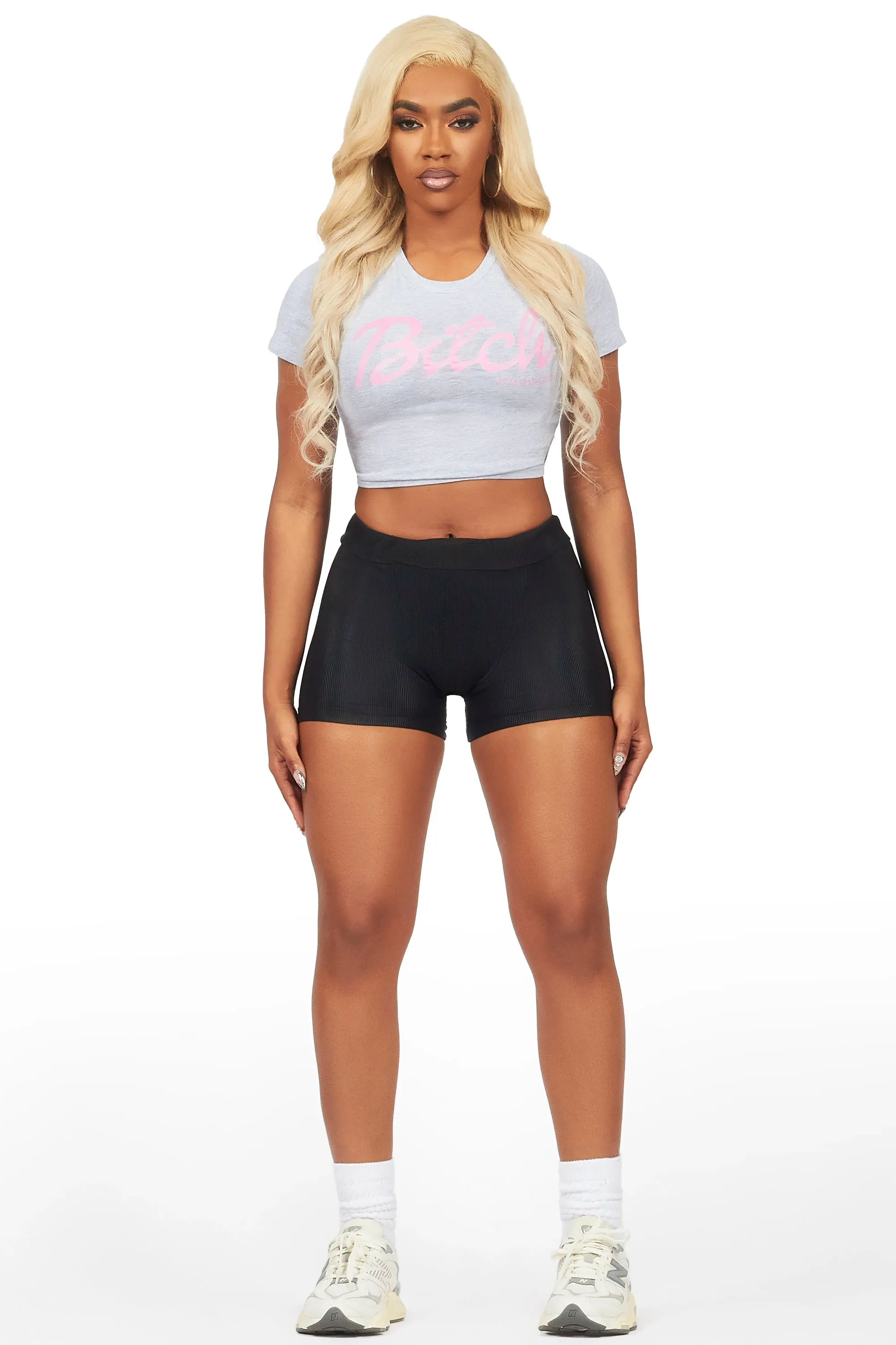 Laressa Heather Grey Crop T-Shirt sold by Rockstar Original product image thumbnail 2
