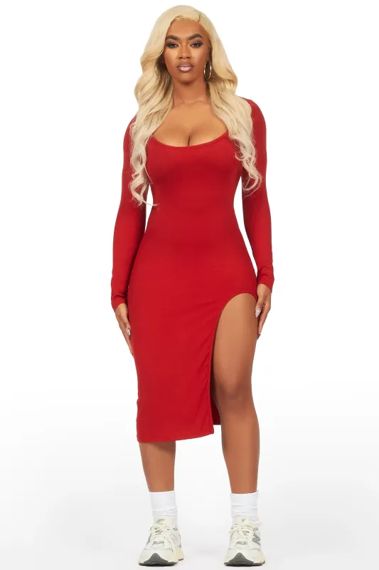 Dionna Red Basic Midi Dress sold by Rockstar Original