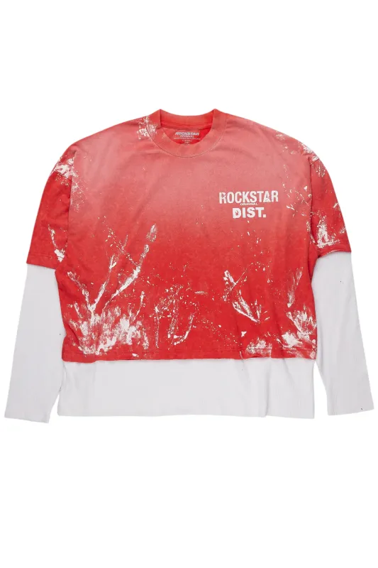 Mariela Red/White Double Layer Graphic T-Shirt sold by Rockstar Original