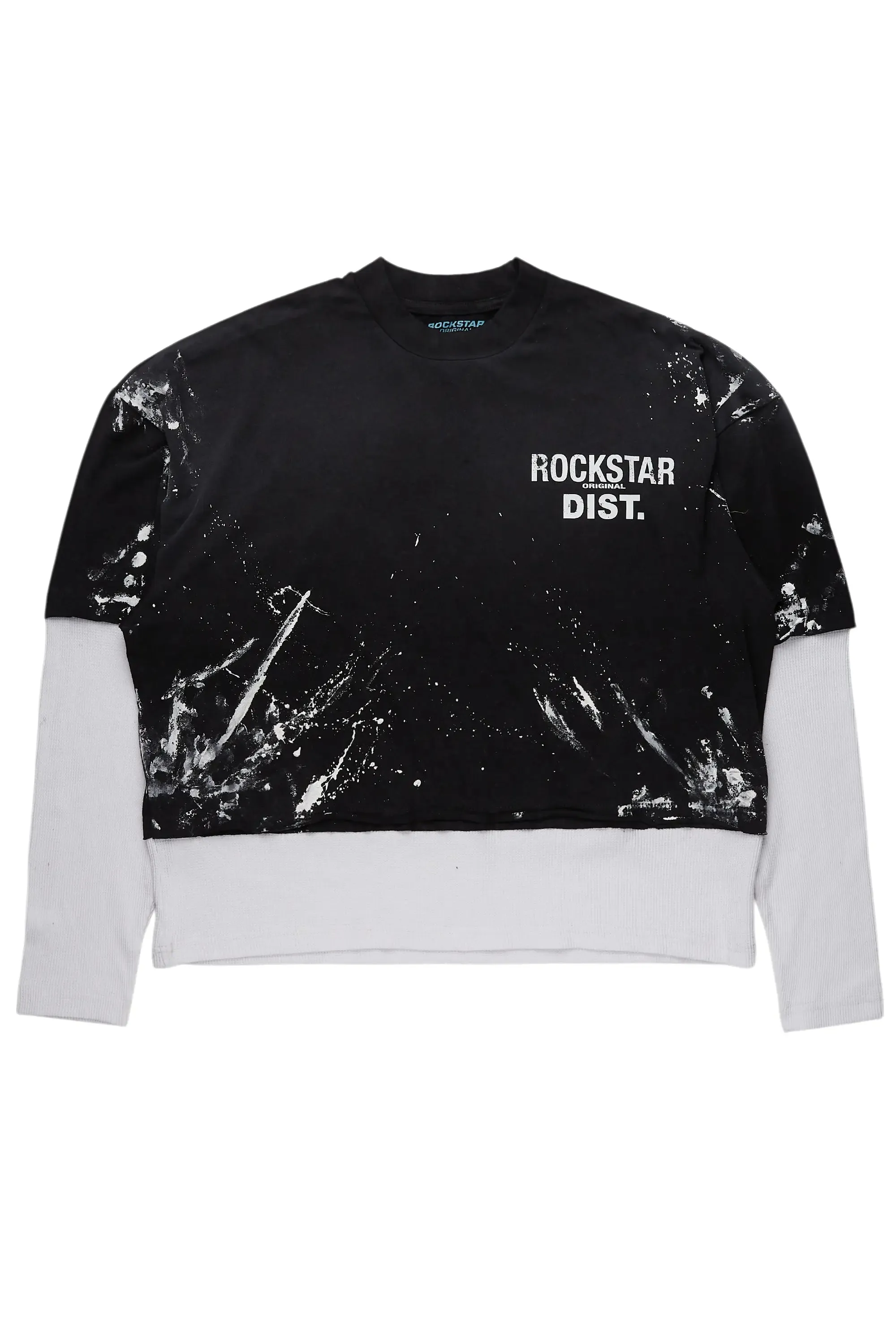 Paley Black Thermal Double Layer Boxy Crop T-Shirt sold by Rockstar Original