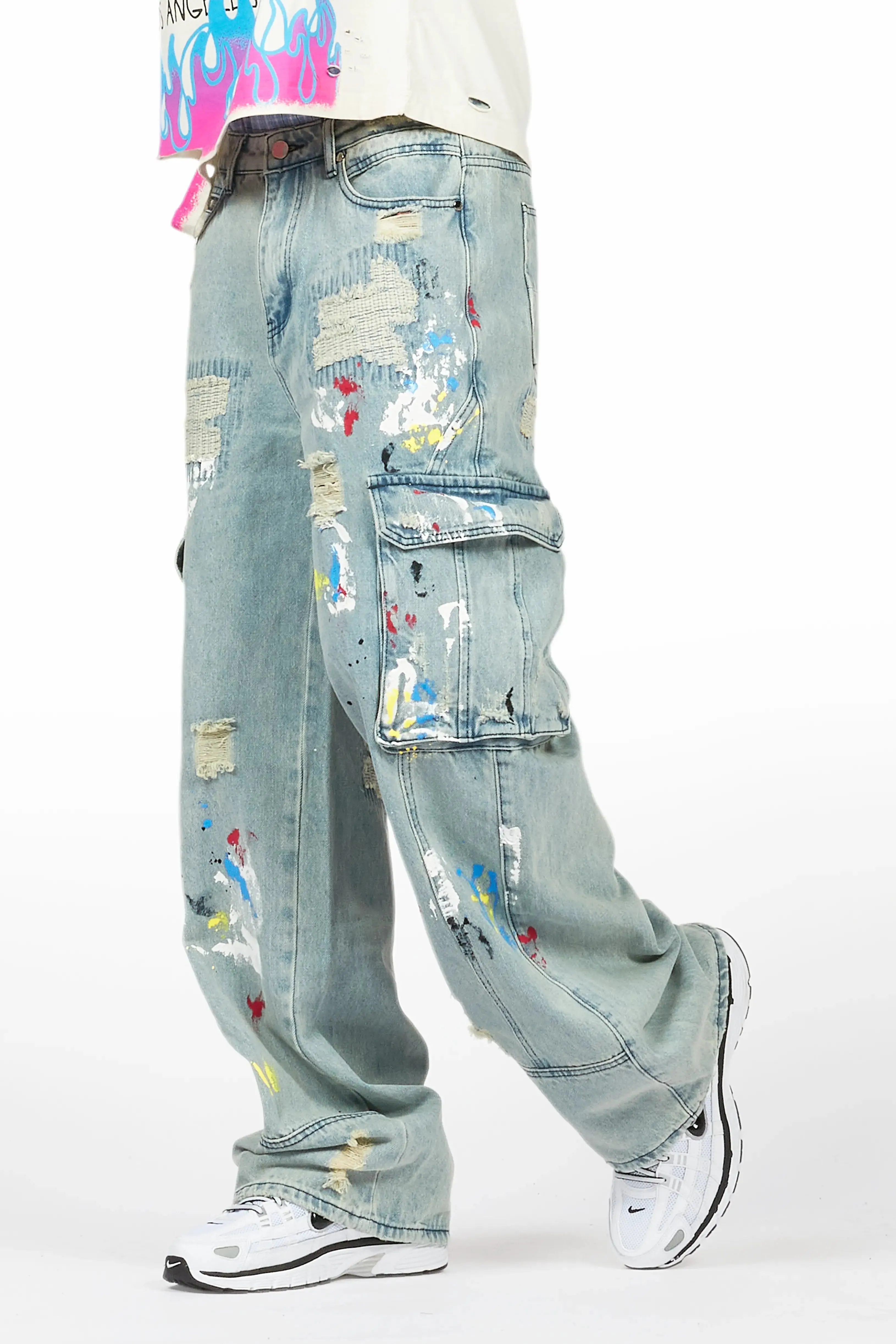 Namas Light Blue Painter Baggy Cargo Jean sold by Rockstar Original