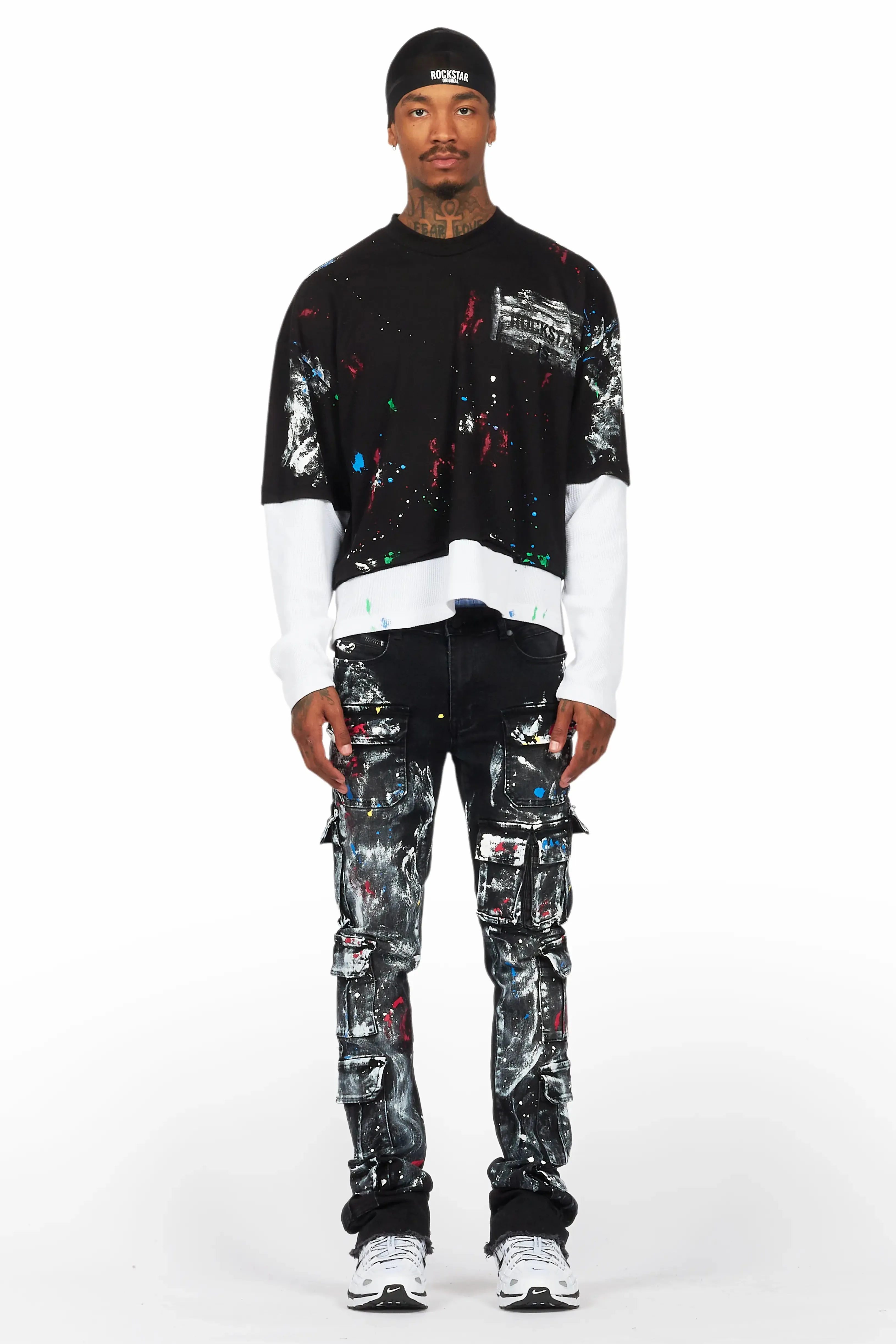 Farrow Black Painter Double Layer T-Shirt/Stacked Flare Jean Bundle sold by Rockstar Original product image thumbnail 2