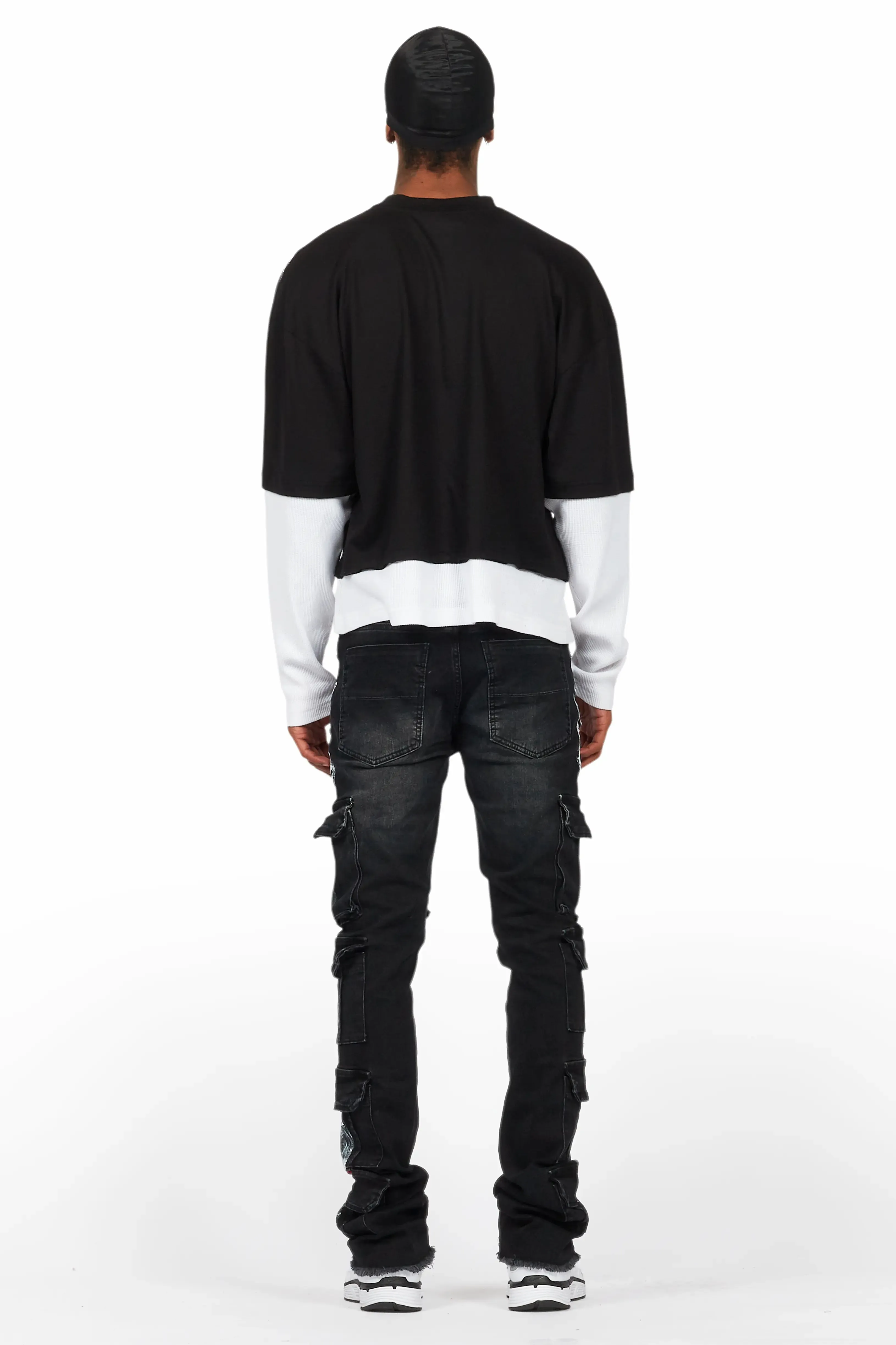 Farrow Black Painter Double Layer T-Shirt/Stacked Flare Jean Bundle sold by Rockstar Original product image thumbnail 4