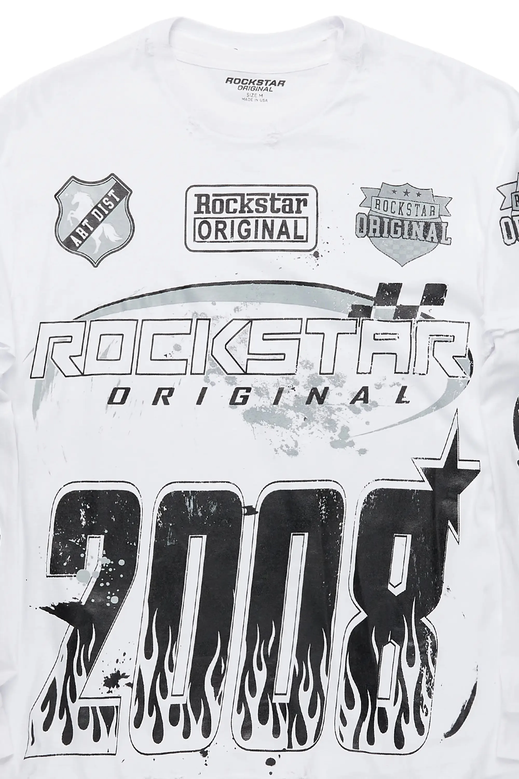 Amos White/Black Double Layer Long Sleeve Graphic T-Shirt sold by Rockstar Original product image thumbnail 2