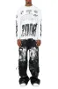 Amos White/Black Double Layer Long Sleeve Graphic T-Shirt sold by Rockstar Original