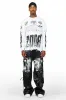 Amos White/Black Double Layer Long Sleeve Graphic T-Shirt sold by Rockstar Original