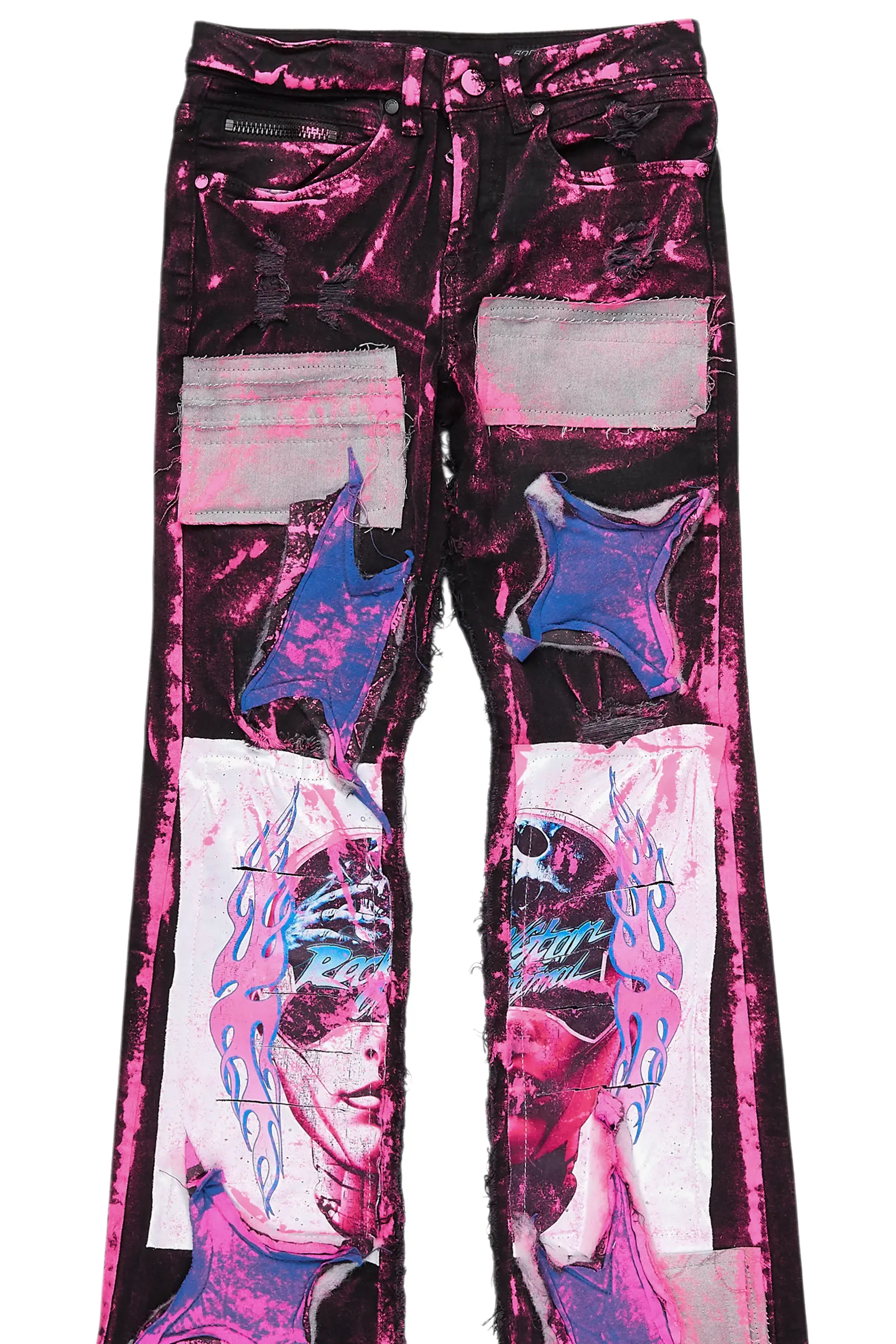 Boys Helki Black/Pink Roller Paint Stacked Flare Jean sold by Rockstar Original product image thumbnail 2
