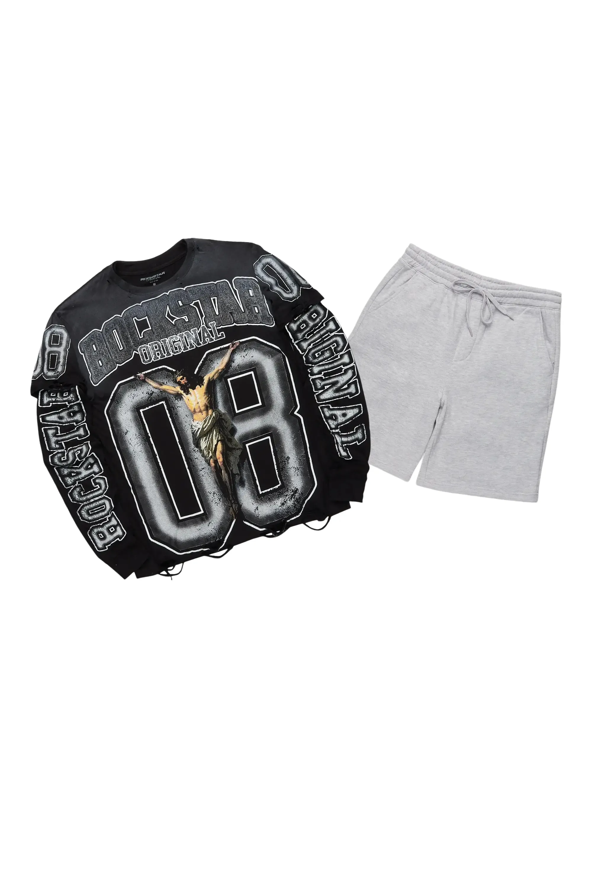 Lonzania Black/Grey Short Set sold by Rockstar Original product image thumbnail 2