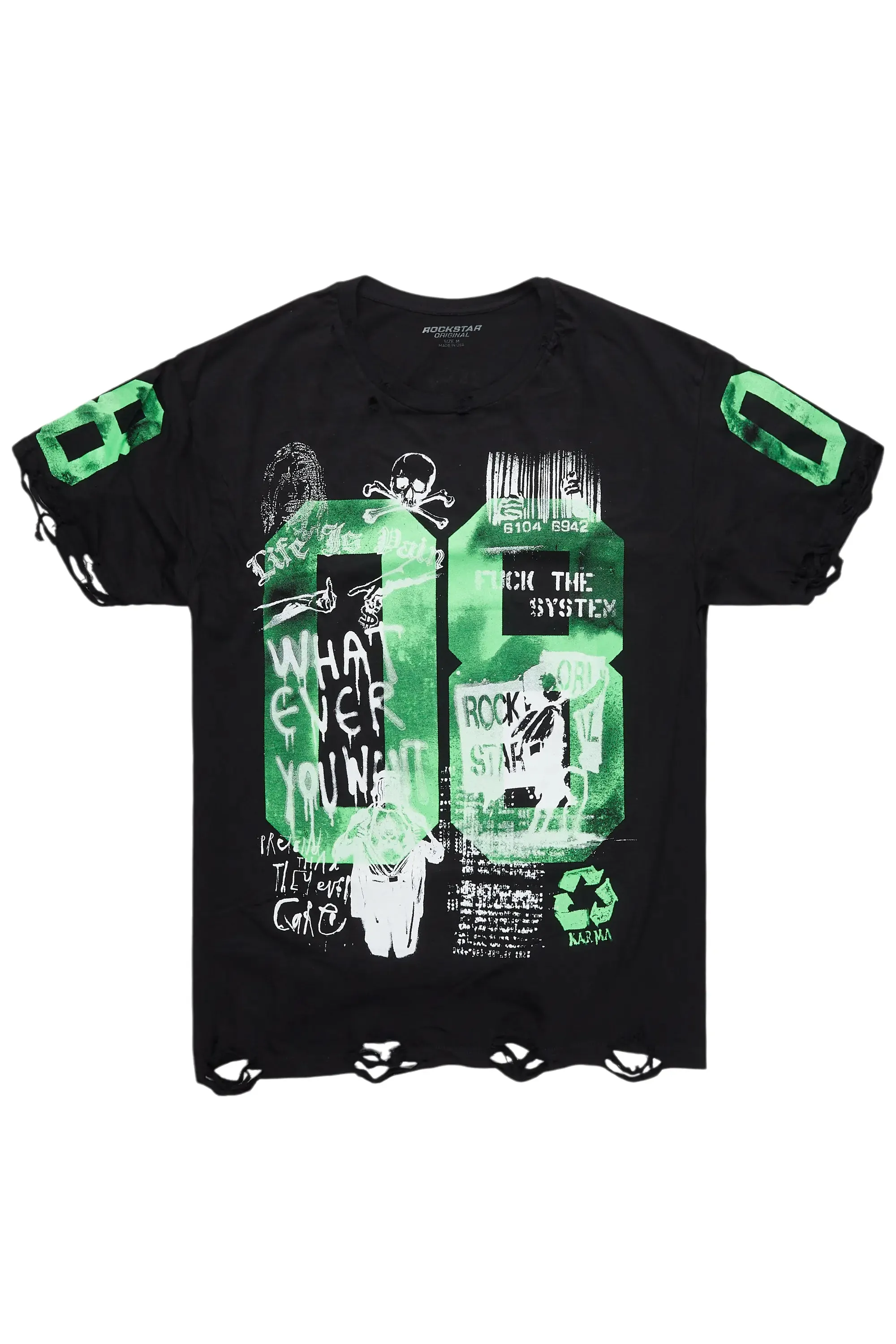 Kammile Black/Green Oversized T-Shirt sold by Rockstar Original