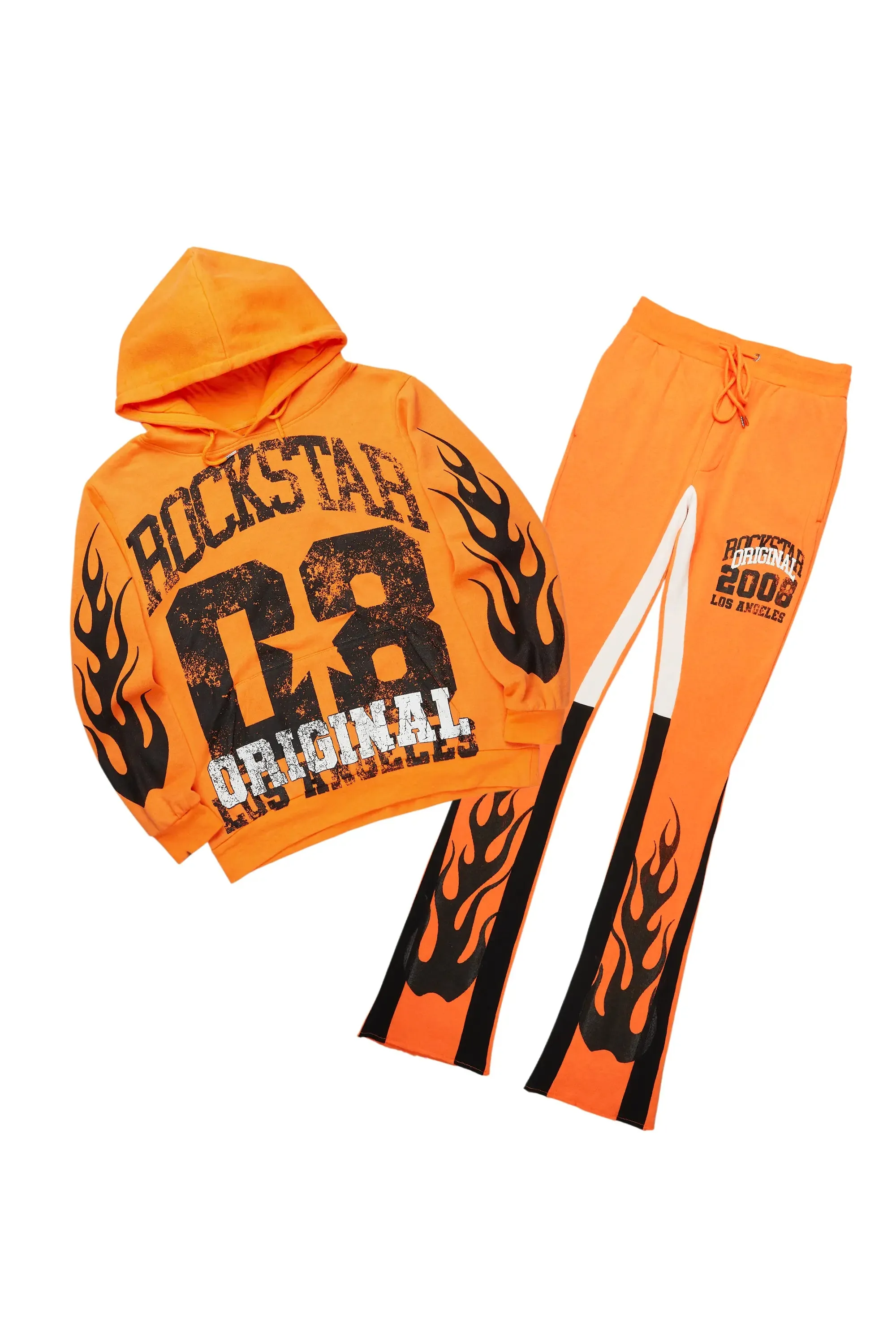 Damir Orange Hoodie/Stacked Flare Track Pant Set sold by Rockstar Original