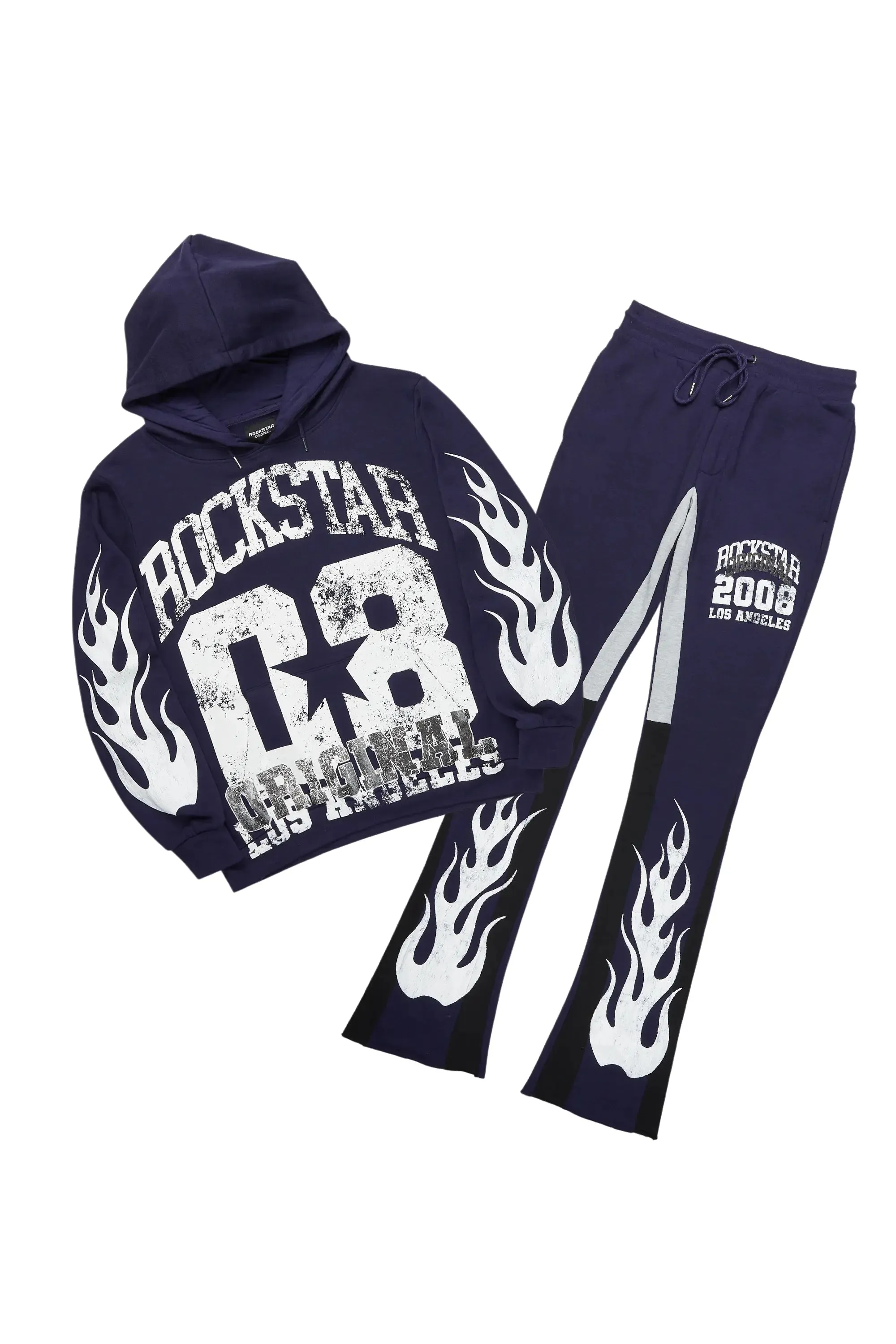 Damir Navy Hoodie/Stacked Flare Track Pant Set sold by Rockstar Original