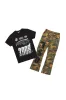 Boys Amos Black/Camo T-Shirt/Stacked Flare Pant Set sold by Rockstar Original
