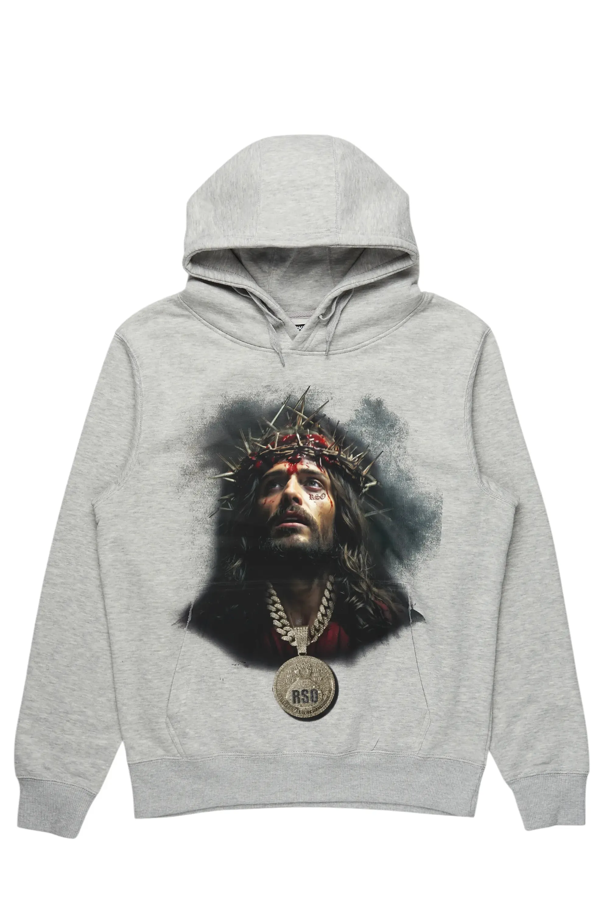 Amina Heather Grey Distressed Graphic Hoodie sold by Rockstar Original
