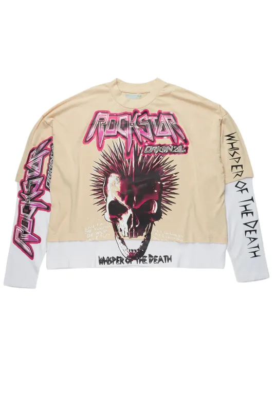 Tresura Beige/White Double Layer T-Shirt sold by Rockstar Original