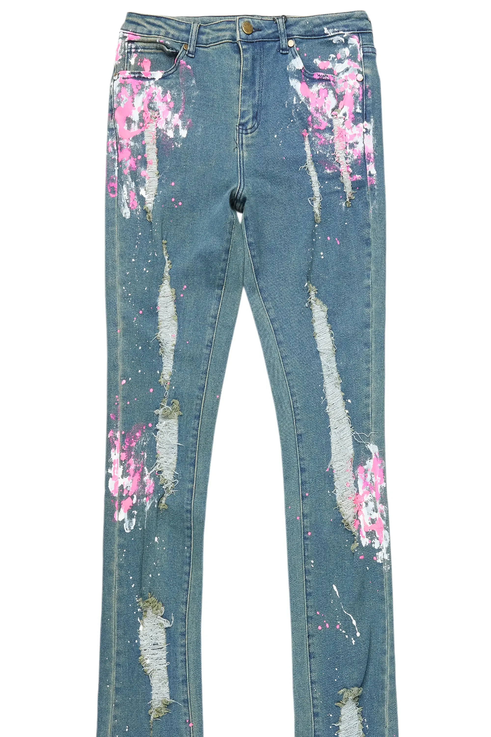 Terrika Tinted Dark Wash Painted Super Stacked Jean sold by Rockstar Original product image thumbnail 5