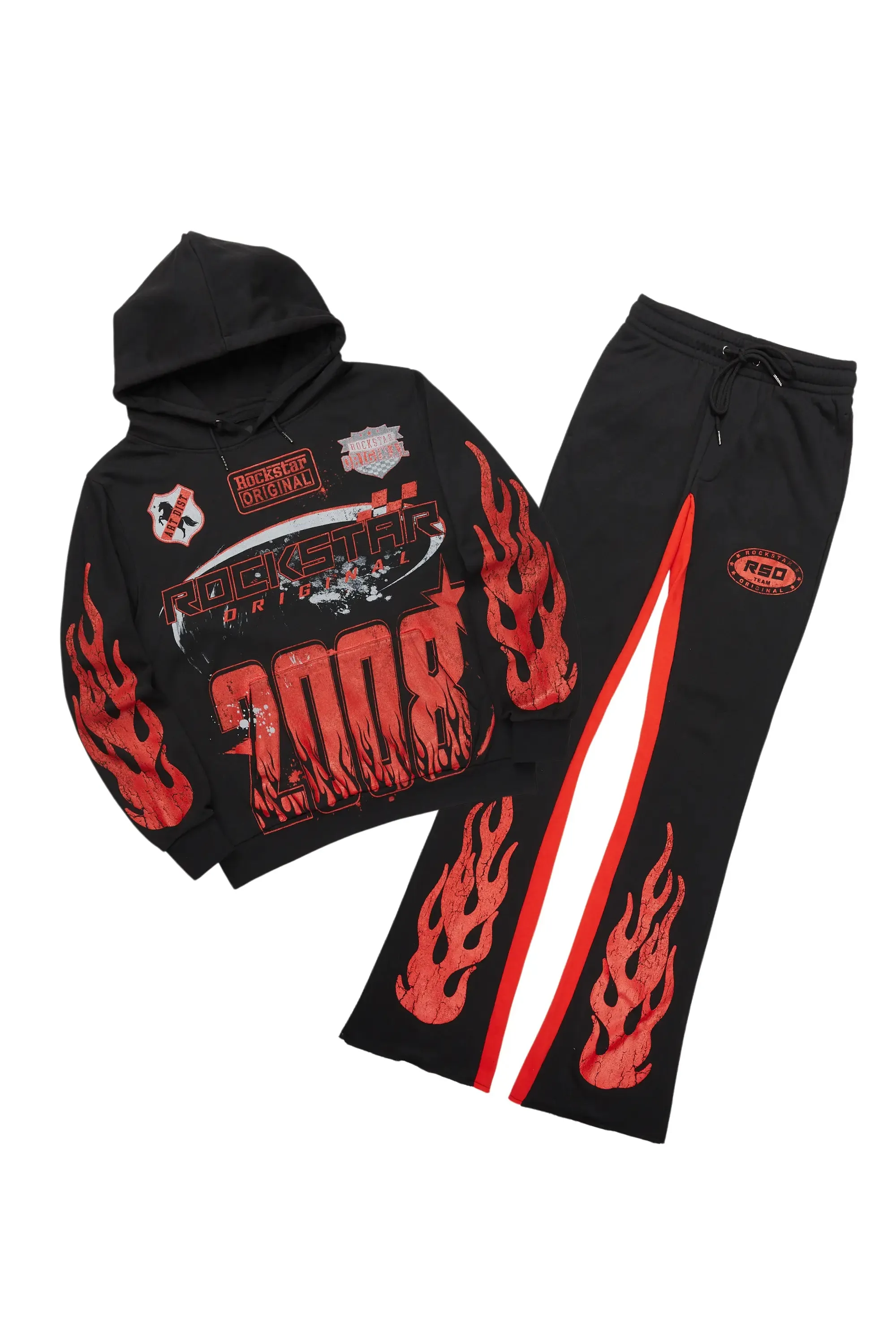 Amos Black/Red Hoodie/Baggy Track Pant Set sold by Rockstar Original