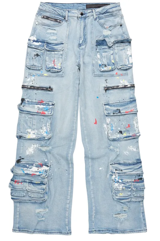 Valo Light Blue Painter Baggy Cargo Jean sold by Rockstar Original