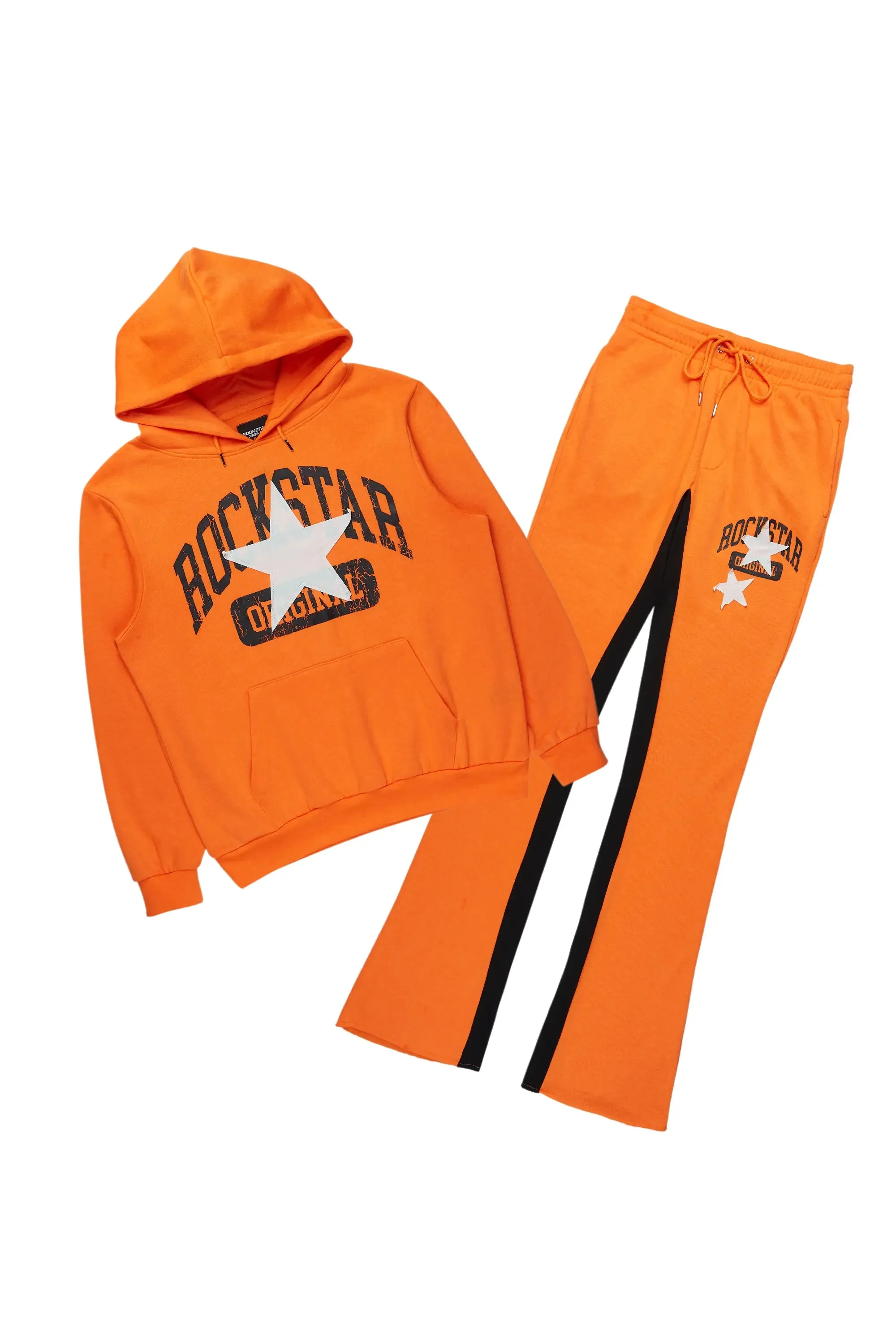 Mallor Orange Baggy Stacked Hoodie Track Set sold by Rockstar Original