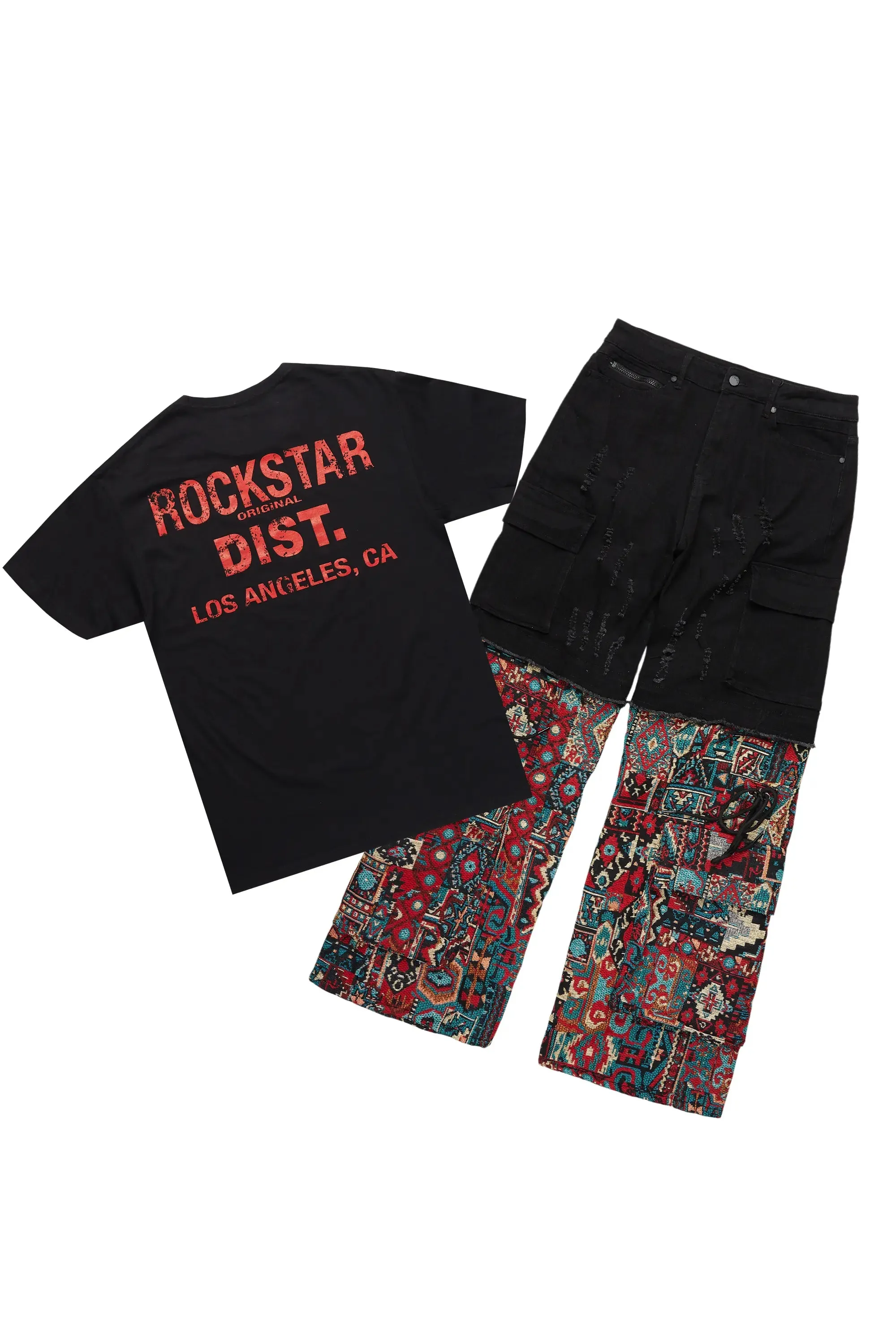 Lake Black/Red T-Shirt/Tapestry Baggy Jean Bundle sold by Rockstar Original